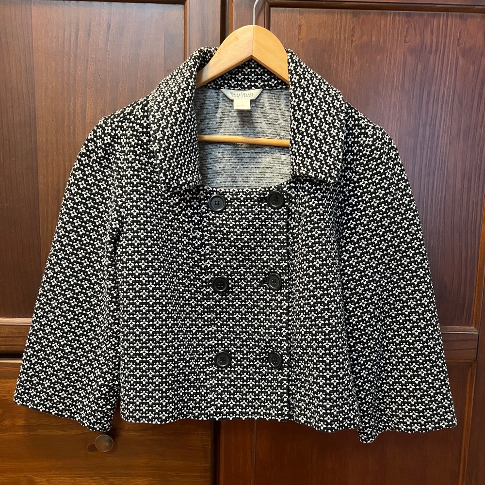 Retro 50’s Inspired Geometric Cropped Double-Breasted Pea Jacket Size 10